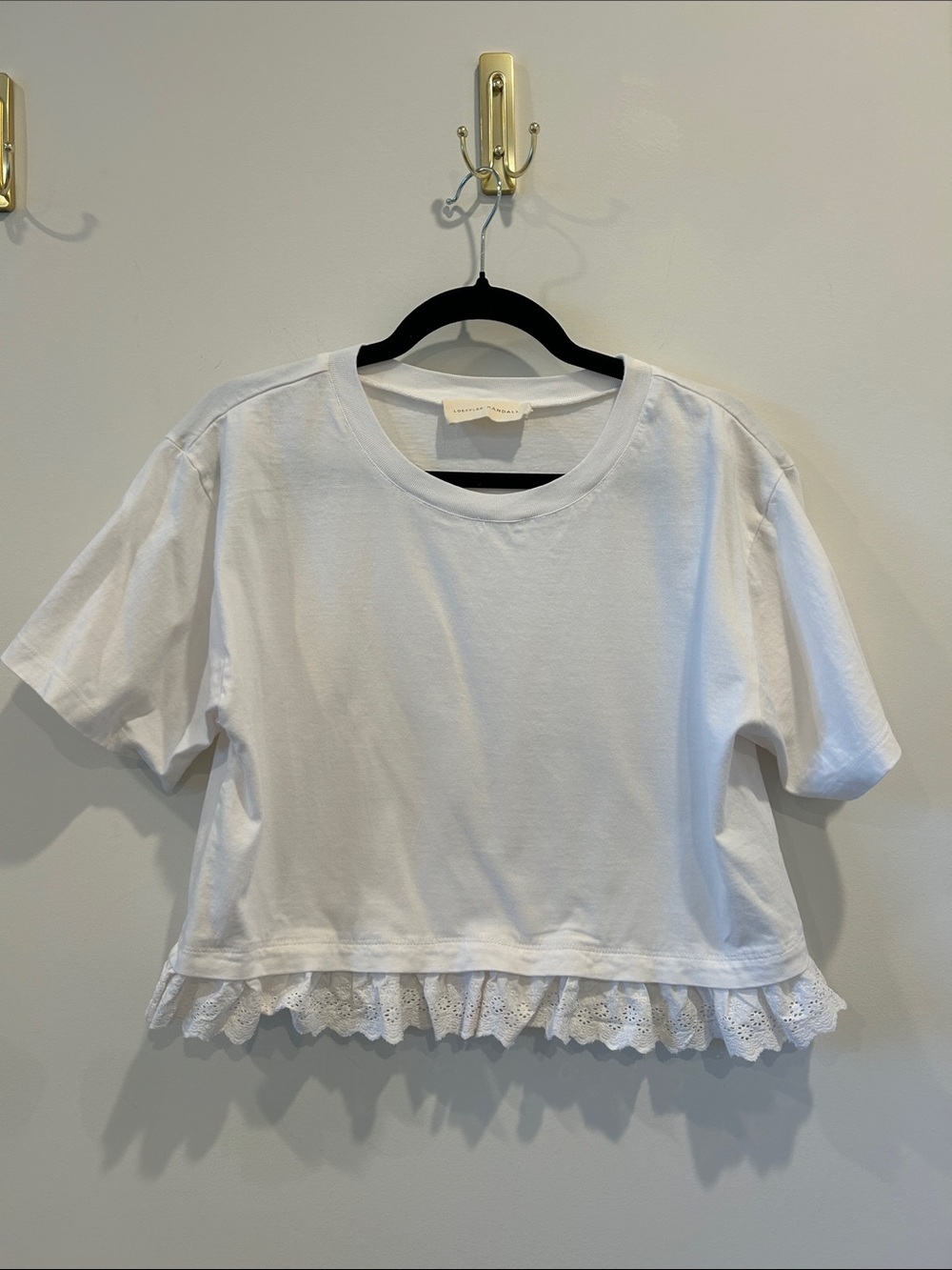 Loeffler Randall Eyelet Trim Tee Sz M